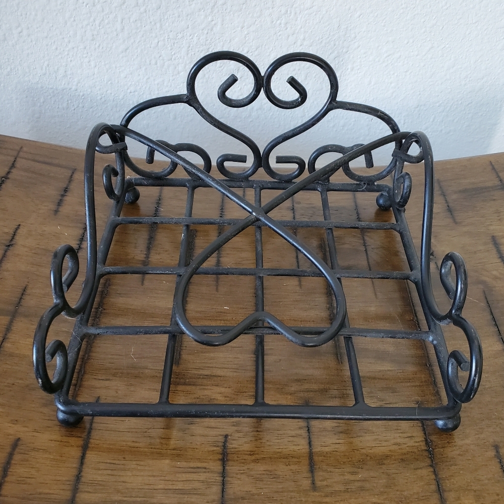 Wrought Iron Picnic Napkin Holder Patio Mail Office Desk Organizer Holder